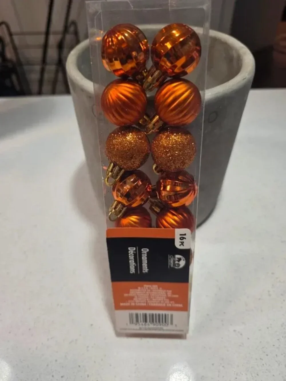Plastic shatterproof mini Christmas ornament balls, bronze/copper/orange, 1.18-1